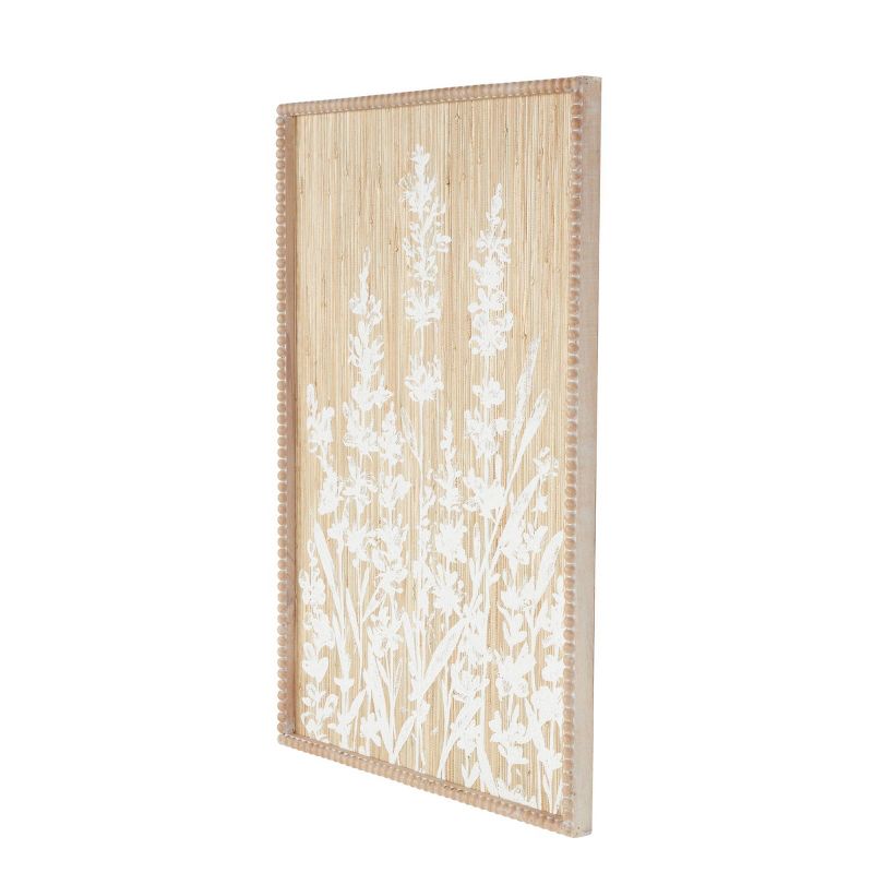 Olivia &#38; May 24&#34;x15&#34; Wood Floral Textured Wall Decor with White Painted Accents and Beaded Frame Cream, 5 of 8
