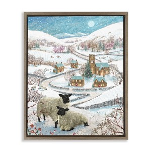 Stupell Industries Sheep on Wintery Hill Black Floater Framed Canvas Wall Art - 1 of 4