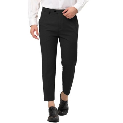 Lars Amadeus Men's Vertical Striped Dress Pants Straight Fit Formal  Business Trousers Dark Black 36 : Target