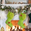 Aoibox 2 Pack 18 Inch Green Christmas Stockings Velvet Holiday Decor for Fireplace Mantle or Wall Spacious Classic Festive Design - 2 of 4