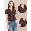 INSPIRE CHIC Women's Classic Short Sleeve Button Down Plaid Shirt - 2 of 4