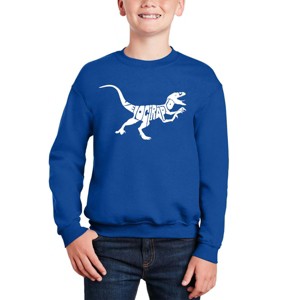 LA Pop Art Velociraptor - Boy's Word Art Crewneck Sweatshirt - 1 of 3
