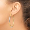 Black Bow Jewelry 14k Gold and Rhodium Diamond Cut Round Hoop Earrings 55mm (2 1/8 Inch) - 3 of 4