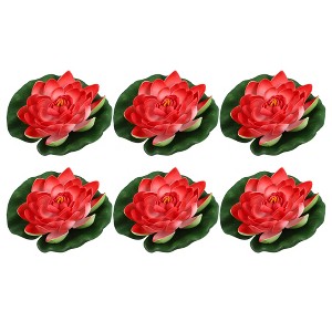 Unique Bargains Artificial Lotus Flower for Garden Ponds Pool Decoration 6 Pcs - 1 of 4