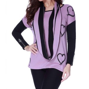 Women's Hearts Pullover W/ Infinity Scarf - ANGEL - 1 of 4