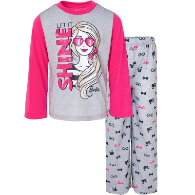Barbie Big Girls Pajama Shirt And Pants Sleep Set Gray / Pink 10-12 ...