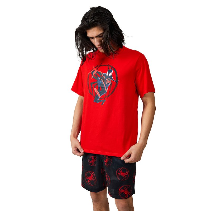 Spider-Man Into The Spider-Verse Miles Morales Men's 2-Pair T-shirt & Lounge Shorts Sleep Set, 3 of 7