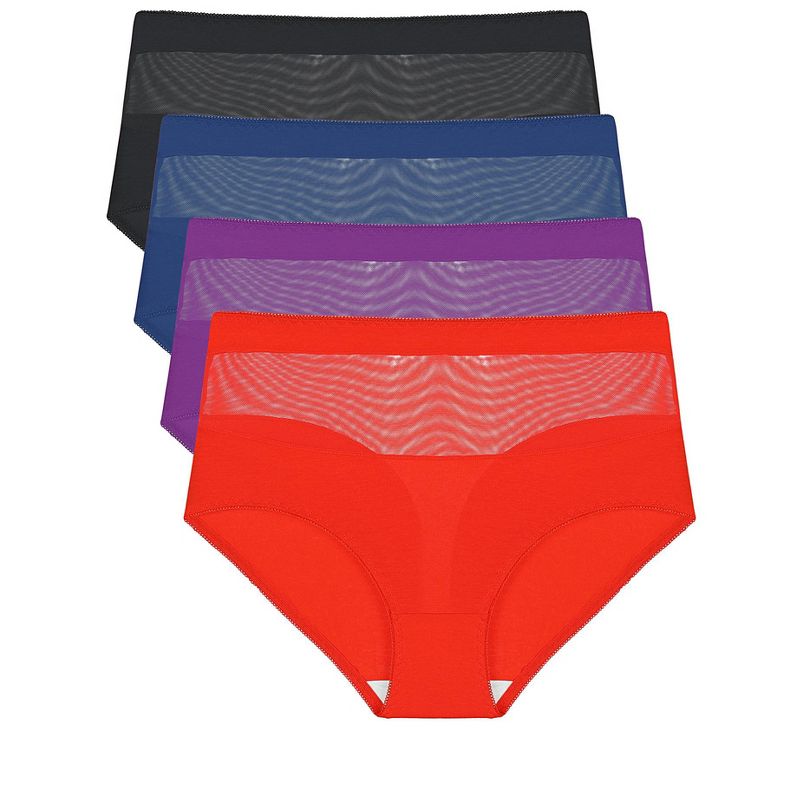 Agnes Orinda Women's 4 Pack Underwear Mid-Waist Soft Hipster Briefs Lace Panties, 1 of 4