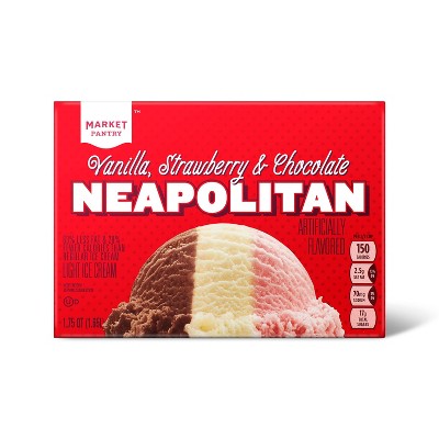 Vanilla, Strawberry and Chocolate Neapolitan Light Ice Cream - 56oz - Market Pantry™