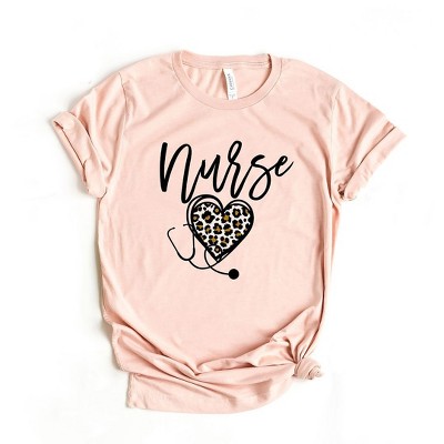 Simply Sage Market Women's  Leopard Nurse Heart Short Sleeve Graphic Tee