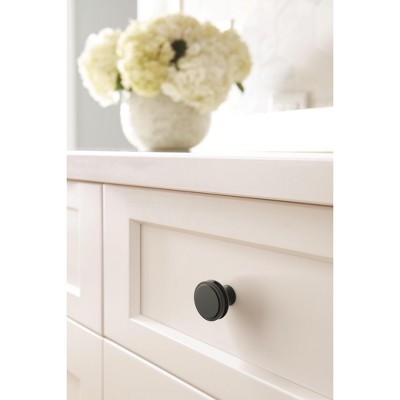 Matte Black Round Modern Cabinet Knob with Mounting Hardware