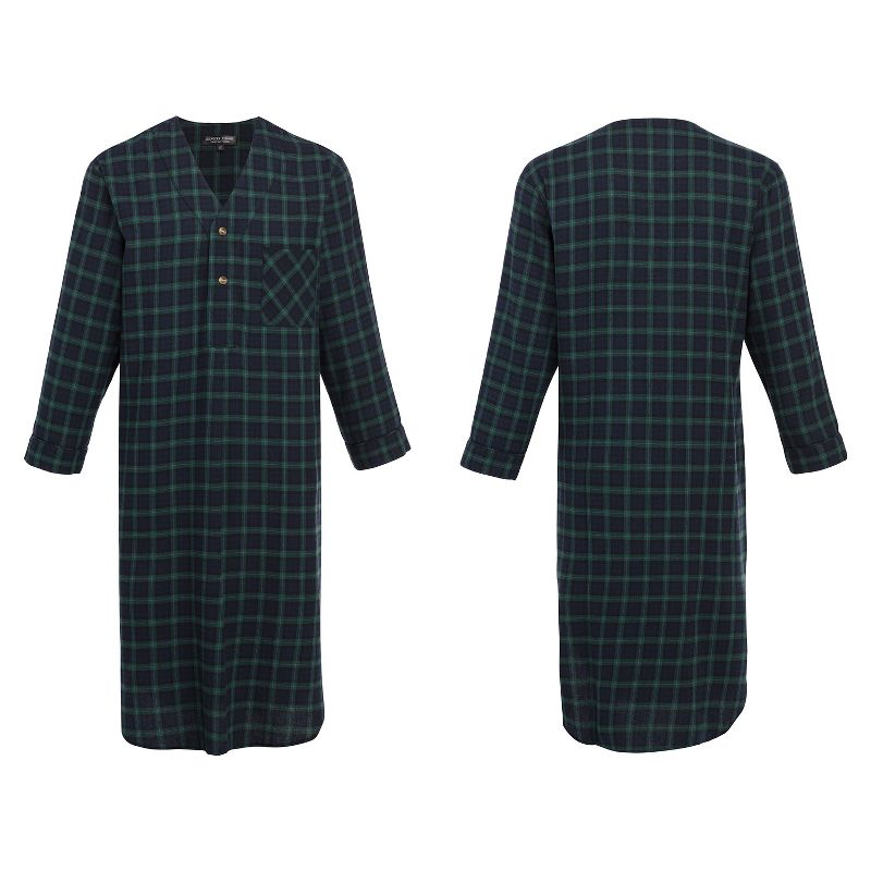 ADR Men's Soft Plush Fleece Sleep Shirt, Warm Long Henley Night Shirt Pajamas, 4 of 6