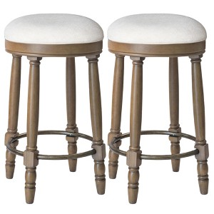 Lyngins Modern Swivel Bar Stools Set of 2,Upholstered Kitchen Chairs with Wood Legs,Polyester Counter Stools for Kitchen Island,Pub - 1 of 4