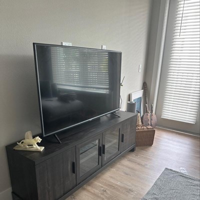 Threshold weathered cheap pine tv stand