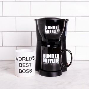 Uncanny Brands The Office Single Cup Coffee Maker Gift Set with 2 Mugs - 1 of 4