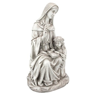 Design Toscano St. Anne With The Young Mary, Mother Of Jesus Statue - Off-White