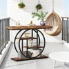 Gulches 41.3" Industrial Console Table with 4-Tier Rustic Brown Shelves and Circle Metal Base, 100LBS Capacity, Adjustable Pads - 3 of 4