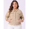 Agnes Orinda Women's Plus Size Classic Denim Long Sleeve with Pockets Fashion Jean Jackets - 2 of 4