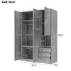 LOVMOR 2-Doors Wooden Wardrobe Storage with a Hanging Rail, Shelves and 3 Drawers for Bedroom, Home Room - 4 of 4