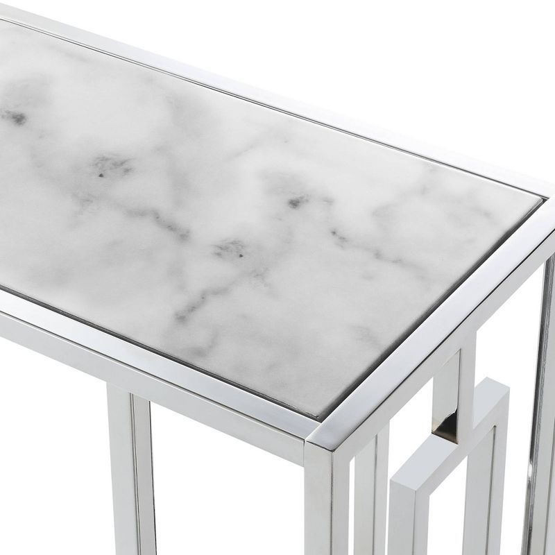Town Square Chrome Faux Marble C End Table White Marble/Chrome - Breighton Home, 4 of 6