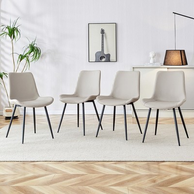 LOVMOR 4-piece artificial leather backrest cushion dining chair