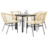 vidaXL 5 Piece Patio Dining Set with Cushions Brown and Cream White Poly Rattan Glass - 31.5" x 31.5" x 29.1" - 2 of 4