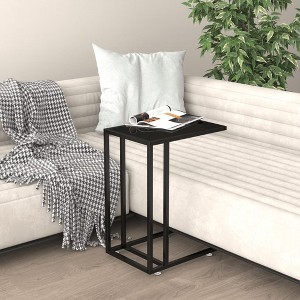 vidaXL Computer Side Table Black 19.7 in.x13.8 in.x25.6 in. Tempered Glass - 1 of 4