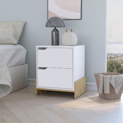 NicBex Modern Nightstand with 2 Drawers,Bedside Table with Wood Sturdy Base for Living Room Bedroom