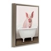 Stupell Industries Pink Farm Pig in Country Bath Tub Floating Frame Canvas Art, Brown, 18" x 18" - 2 of 4