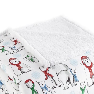Twin Polar Bears Fleece Sherpa Reversible Blanket