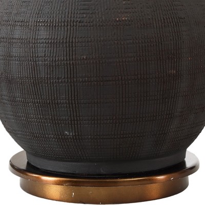 Matte Black and Bronze 3-Way Table Lamp with Drum Shade