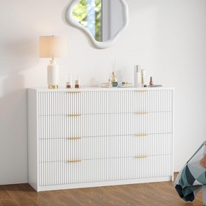8 Drawer Fluted Dresser for Bedroom,55" Wide Modern Chest of Drawers with Metal Handle - 1 of 4