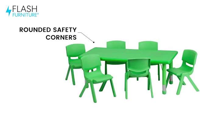 Flash Furniture 24"W x 48"L Rectangular Plastic Height Adjustable Activity Table Set with 6 Chairs, 2 of 10, play video