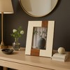 Decorative Resin Photo Frame with Wood Stripe Border - Home Decor Accent for Console Tabletop, Living Room, or Office Desk Styling - 9", Ivory & Brown - 3 of 4