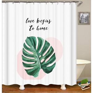 Love Begins To Home Shower Curtains for Bathroom Waterproof Fabric Bath Curtain Durable Soft Stylish Bathroom Decor 72x72 Inch - 1 of 1