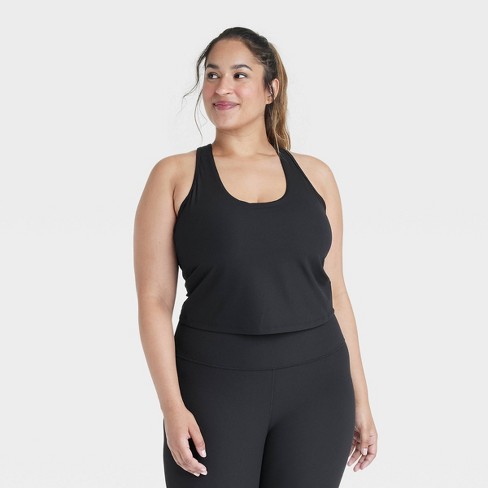 Women's Everyday Soft Rib Racerback Cropped Support Tank Top - All In Motion™ - image 1 of 3