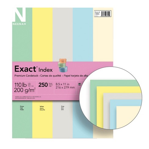 Exact Index Cardstock, 8-1/2 X 11 Inches, 110 Lb, Assorted Colors, 250  Sheets : Target