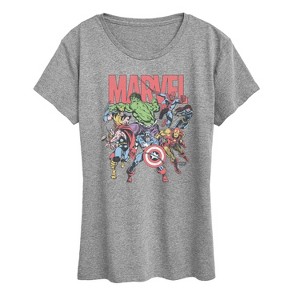 Women's - Marvel - Marvel Group Faded Short Sleeve Graphic T-Shirt - 1 of 4
