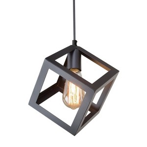 LNC Pict 1-Lights 6.4" Farmhouse Geometric Mini Pendant  Lights, Matte Black - 1 of 4
