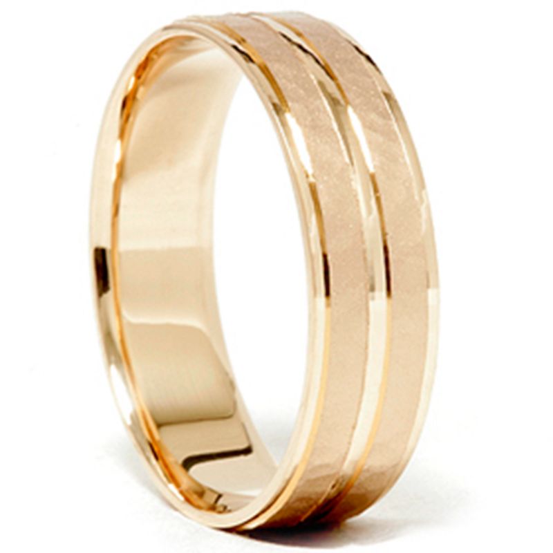 Pompeii3 14K Yellow Gold Hammered Comfort Fit Wedding Band Ring, 1 of 5