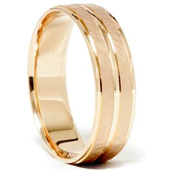 Pompeii3 14K Yellow Gold Hammered Comfort Fit Wedding Band Ring