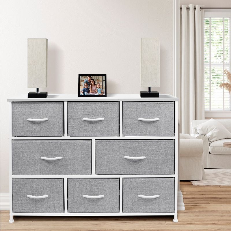 Sorbus 8 Drawers Wide Dresser - Organizer Unit with Steel Frame Wood Top and handle, Fabric Bins - Amazing for household decluttering, 3 of 10