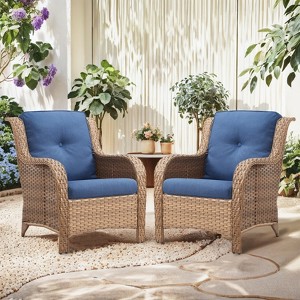 Buenhomino Outdoor Patio Couch Wicker Sofa Loveseat- 2 Seater Rattan Sofa for Outside Patio Garden with Deep Seating and Olefin Cushions - 1 of 4