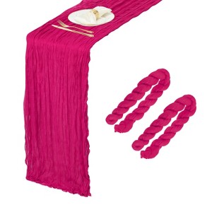Unique Bargains Light Elegant Romantic Sheer Rustic Gauze Table Decoration Runner 2 Pcs - 1 of 4