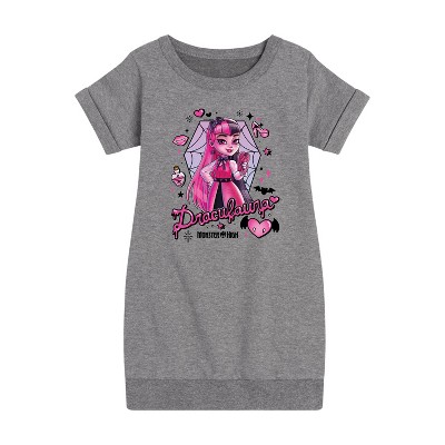 - Mattel - Draculaura Spider Webs Graphic Short Sleeve Fleece Dress