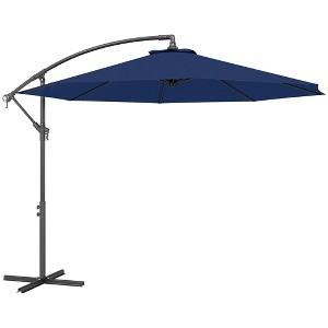 Outsunny 10' Cantilever Hanging Tilt Offset Patio Umbrella with UV & Water Fighting Material and Cross Base (Weight Not Included) - 1 of 4