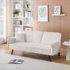 72.04'' Corduroy 3-Seater Sofa with 1 Pillow, Oak and Plastic Legs, Retractable Cup Holders and Adjustable Backrest - 3 of 4