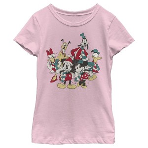 Girl's Mickey & Friends The Gangs Together For Holiday T-Shirt - 1 of 4