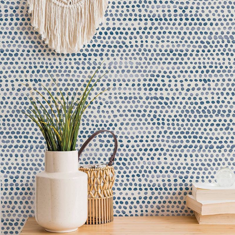 Tempaper Moire Dots Peel and Stick Wallpaper Blue Moon, 3 of 6