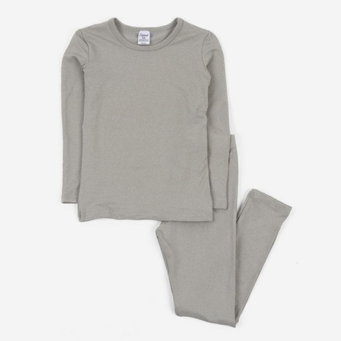 Leveret Kids Two Piece Thermal Pajamas Solid Light Gray 2 Year Target